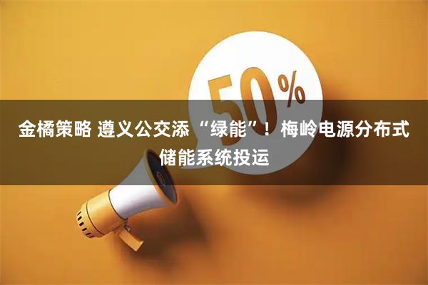 金橘策略 遵义公交添 “绿能”！梅岭电源分布式储能系统投运